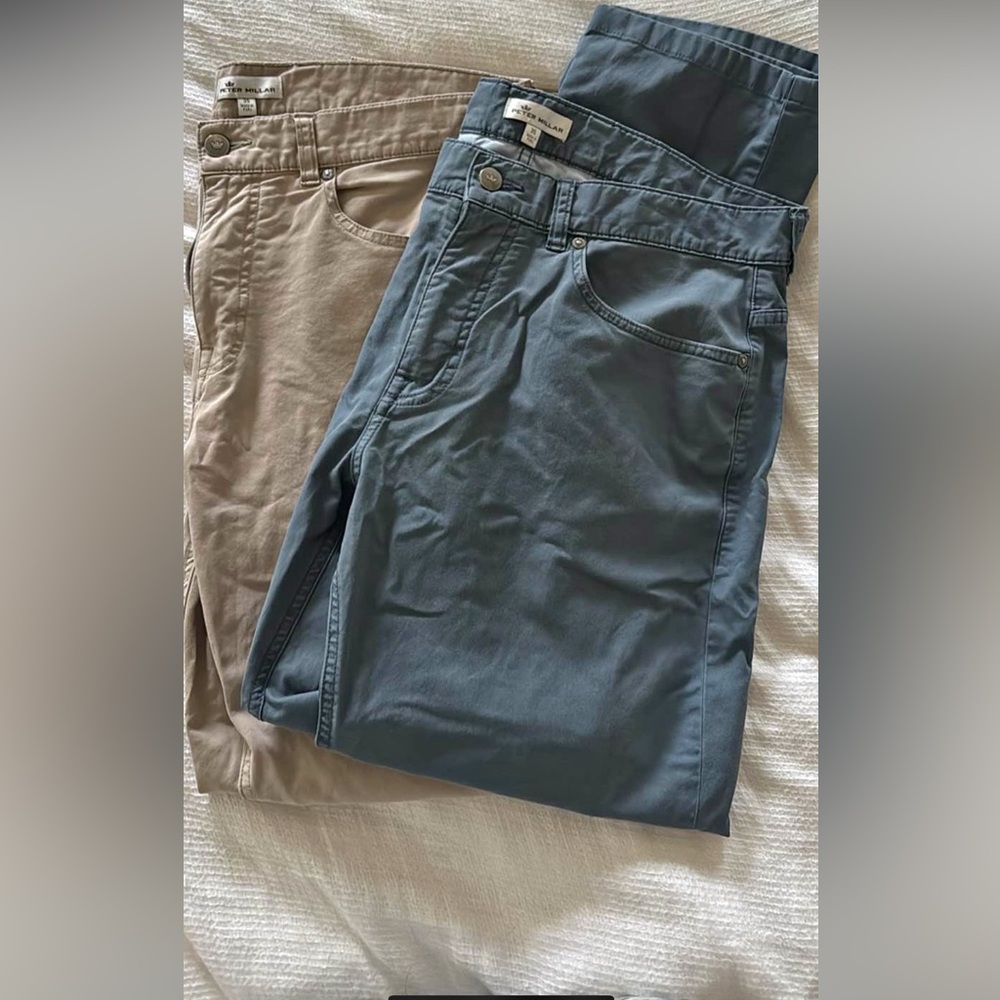 Peter Millar Tan and Blue Men Pants